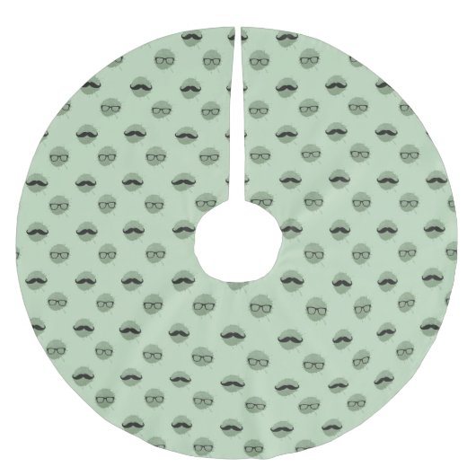 ミントヒップスターの口ひげ眼鏡クリスマス ブラッシュドポリエステルツリースカート (正面)