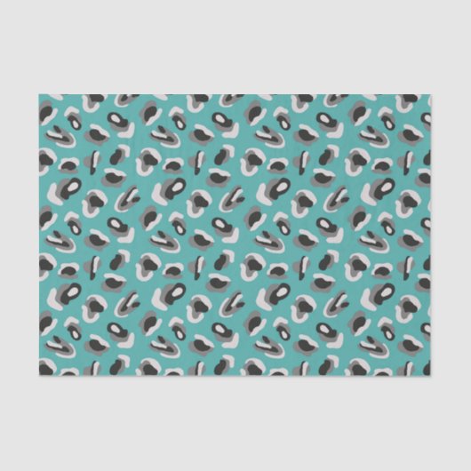 ミントヒョウアニマルプリント模様 薄葉紙 (正面)