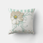 ミントビスクドットストライプのモノグラムの枕 クッション (裏面)