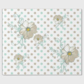 ミントビスクドットストライプギフトラップ ラッピングペーパー (フラット)