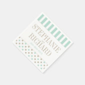 ミントビスクドットストライプ紙ナプキン スタンダードカクテルナプキン (角)