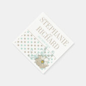 ミントビスクドットストライプ紙ナプキン スタンダードカクテルナプキン (角)