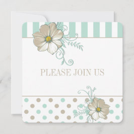 ミントビスクドットストライプ結婚式招待状 招待状