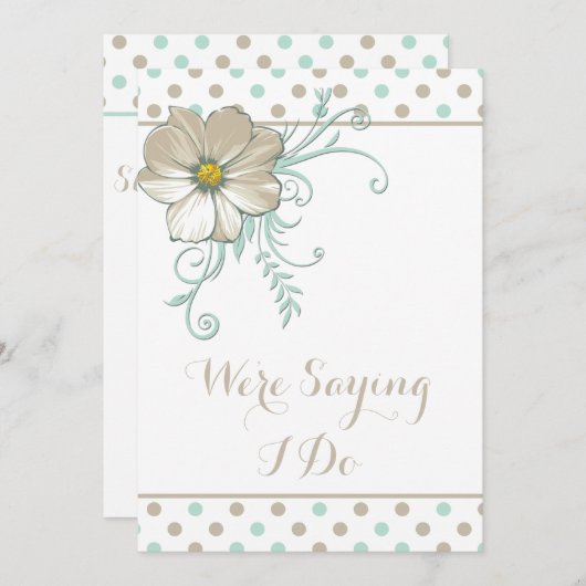 ミントビスクドットストライプ結婚式招待状 招待状 (正面/裏面)