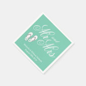ミントビーチのスリッパのミスターとミセス結婚のナプキン スタンダードカクテルナプキン (角)
