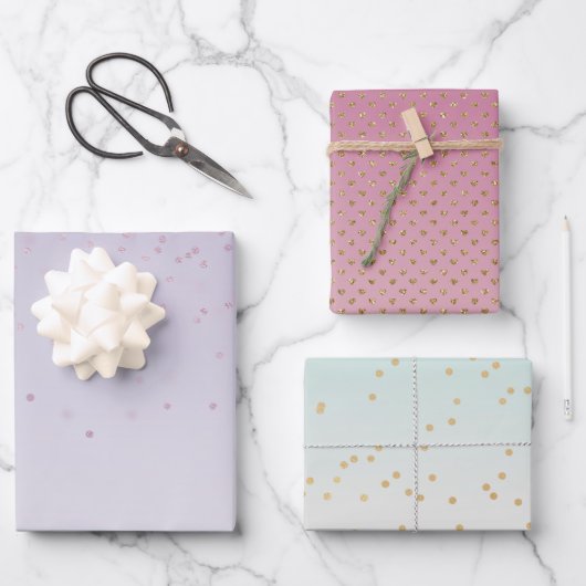 ミントピガーリーンクラベンダーグラデーション金ゴールドグラム ラッピングペーパーシート (正面)
