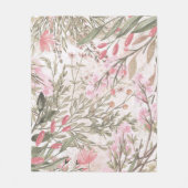 ミントピンクのサンゴ林の緑の水色フローラ フリースブランケット (正面)