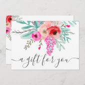 ミントピンクのフローラの水色のギフト券 (正面/裏面)