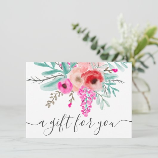 ミントピンクのフローラの水色のギフト券 (スタンド正面)