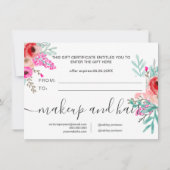 ミントピンクのフローラの水色のギフト券 (裏面)