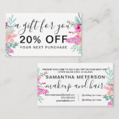ミントピンクのフローラの水色の花束ギフト割引 割引カード (正面/裏面)