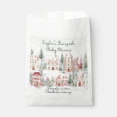 ミントピンクの水の色の冬のおとぎ話の赤ちゃんシャワー フェイバーバッグ (正面)