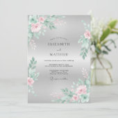 ミントピンクの花咲くウェディング 招待状 (スタンド正面)