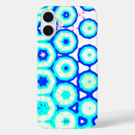 ミントピンクアクアブルーパターン(名前) iPhone 16 PLUSケース