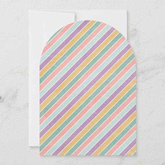 ミントピンクフローラレインボーキッド誕生日招待状 招待状 (裏面)