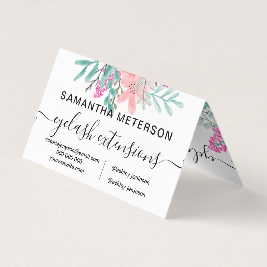 ミントピンクフローラ水彩アフターケア 名刺 (裏面)