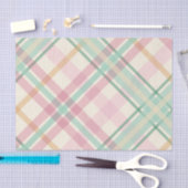 ミントピンクラズベリーオレンジ夏期タータンチェックplaid 薄葉紙 (クラフト)
