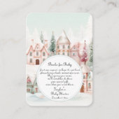ミントピンク冬おとぎ話シャワーブックベビー エンクロージャーカード (正面)