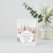 ミントピンク冬おとぎ話シャワーブックベビー エンクロージャーカード (スタンド正面)