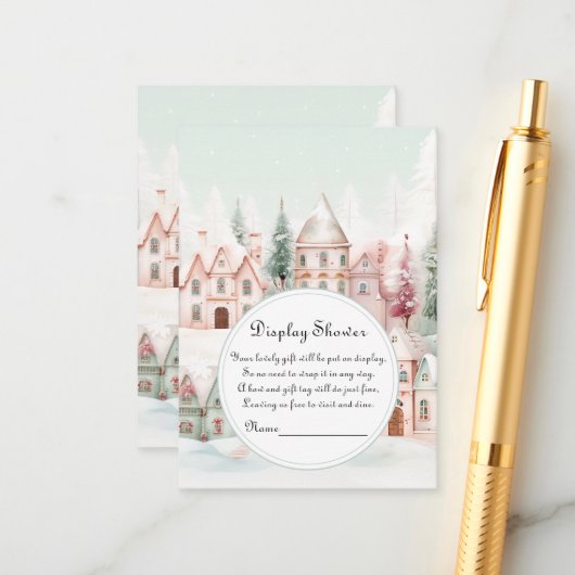 ミントピンク冬おとぎ話ディスプレイシャワー エンクロージャーカード (正面/裏面インサイチュ)