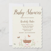 ミントピンク茶色の蝶フローラ赤ちゃんシャワー 招待状 (正面)