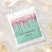 ミントピンク赤面アイスクリームグリッタードリップ誕生日 フェイバーバッグ (クリップ留めされた状態)