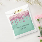 ミントピンク赤面アイスクリームグリッタードリップ誕生日 フェイバーバッグ (封をした状態)