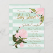 ミントピンク金ゴールドベビーシャワー招待状 招待状 (正面/裏面)