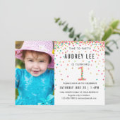 ミントピンク1st誕生日パーティーフォトファースト誕生日 招待状 (スタンド正面)