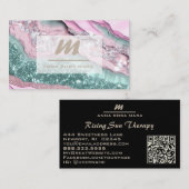 *~*ミントピンクQR大理石グラムラックスイニシャルAP66 名刺 (正面/裏面)