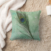 ミントピーコックフェザー クッション (ブランケット)