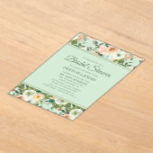 ミントピーチウォーターカラーフローラアーチブライダルシャワー アクリル招待状 (レイダウン)