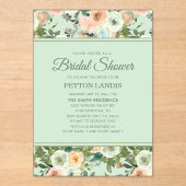 ミントピーチウォーターカラーフローラアーチブライダルシャワー アクリル招待状 (正面)