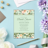 ミントピーチウォーターカラーフローラアーチブライダルシャワー アクリル招待状 (インサイチュ (ウェディング))
