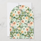 ミントピーチウォーターカラーフローラアーチブライダルシャワー 招待状 (裏面)