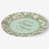 ミントピーチウォーターカラーフローラブライダルシャワー ペーパープレート (アングル)