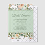 ミントピーチウォーターカラーフローラベラムブライダルシャワー ベラム紙招待状 (オフセット (招待状))
