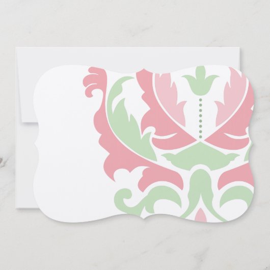 ミントピーチピンクとグレーダマスウェディング招待状 招待状 (裏面)