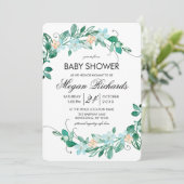 ミントピーチフローラリースベビーシャワー招待状 招待状 (スタンド正面)