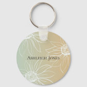 ミントピーチホワイトデイジーフローラ キーホルダー (正面)