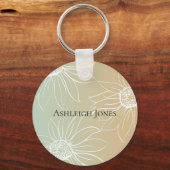 ミントピーチホワイトデイジーフローラ キーホルダー (正面)