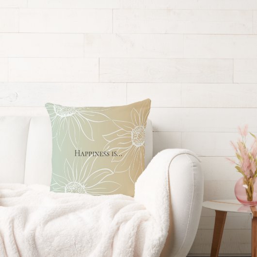 ミントピーチホワイトデイジーフローラ クッション (ソファ)