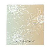 ミントピーチホワイトデイジーフローラ ノートパッド (正面)