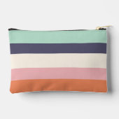 ミントピーチモダンカラーブロックストライプパーソナライズ アクセサリーポーチ (裏面)