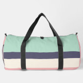 ミントピーチモダンカラーブロックストライプパーソナライズ ダッフルバッグ (裏面)