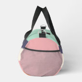 ミントピーチモダンカラーブロックストライプパーソナライズ ダッフルバッグ (右)