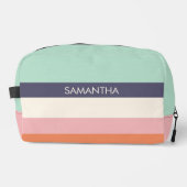 ミントピーチモダンカラーブロックストライプパーソナライズ ドップキット (正面)