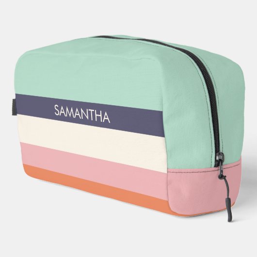 ミントピーチモダンカラーブロックストライプパーソナライズ ドップキット (右コーナー)