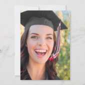 ミントピーチレトロストライプ フォト 卒業パーティー 招待状 (裏面)