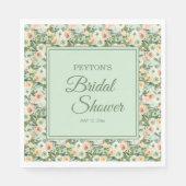 ミントピーチ水彩花のウェディングシャワー スタンダードランチョンナプキン (正面)